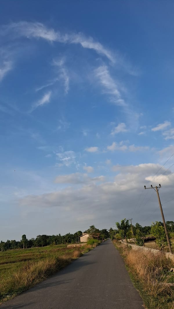 Open road and big skies in rural Grong-grong, Indonesia