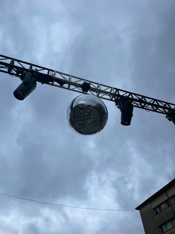 Outdoor stage construction underway in Iași, Romania