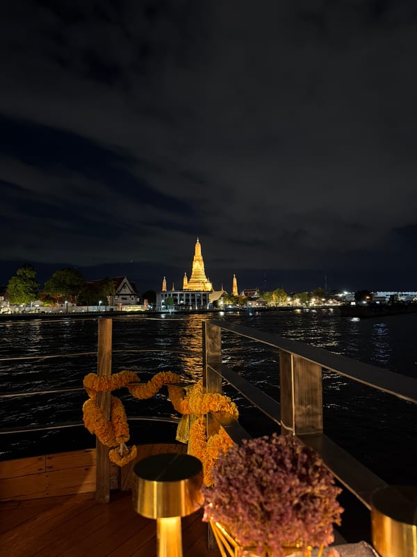 Wat Arun at night, viewed from the river
