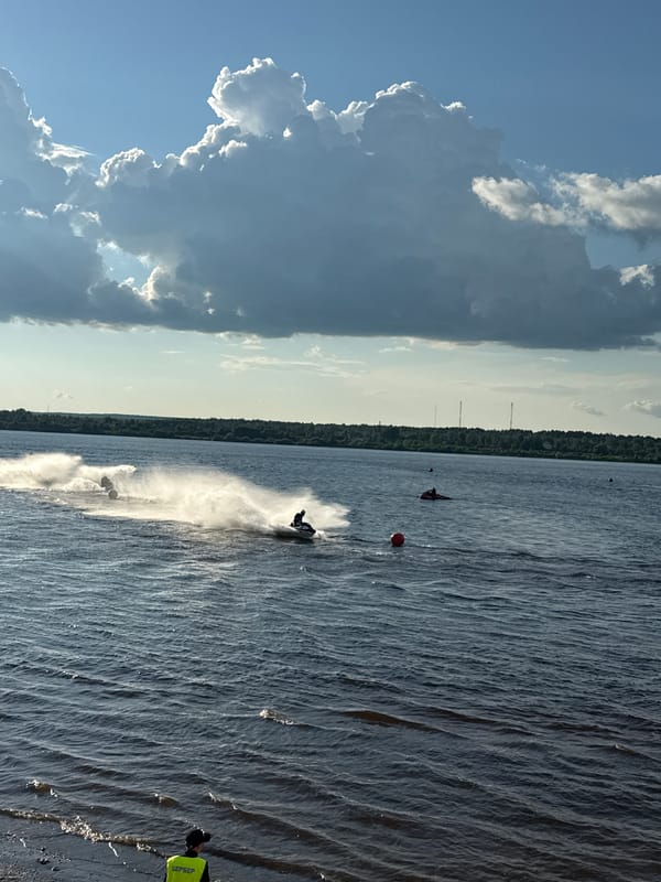 Jet ski racing competition on Kama River in Perm