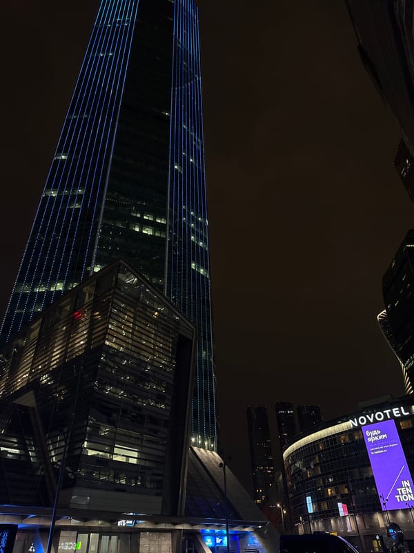 Nighttime skyscraper views and nail art captured in Khimki