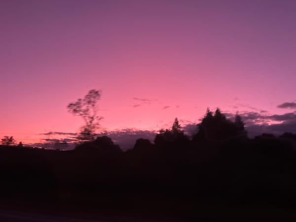 Pink purple twilight observed in Новоникольское Russia evening