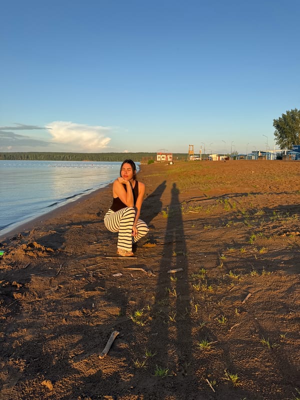 Golden hour at a Kama River beach in Chaikovsky