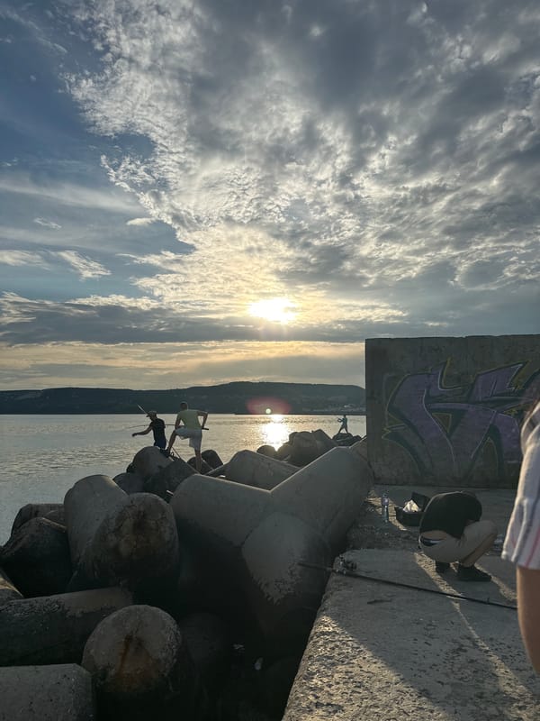 Sunset harbor scenes documented in Balchik, Bulgaria