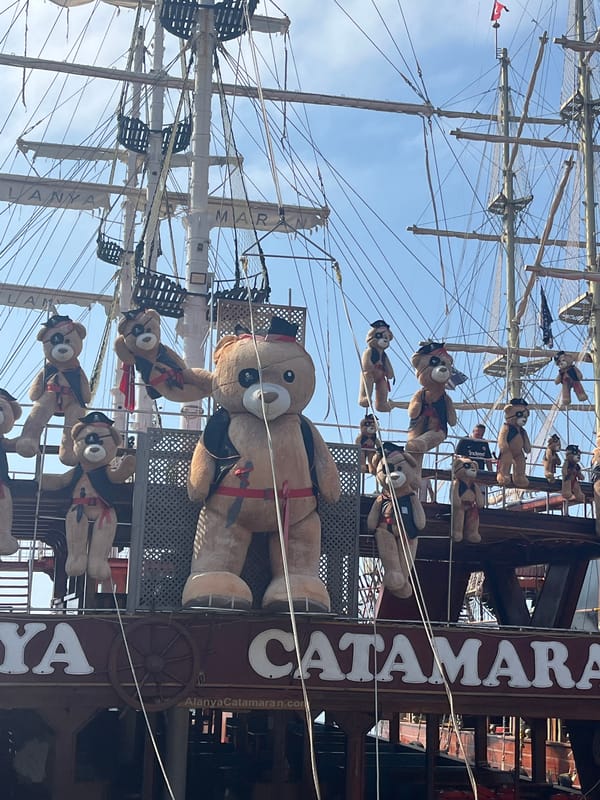 Teddy bear-decorated pirate ship spotted in Alanya waters
