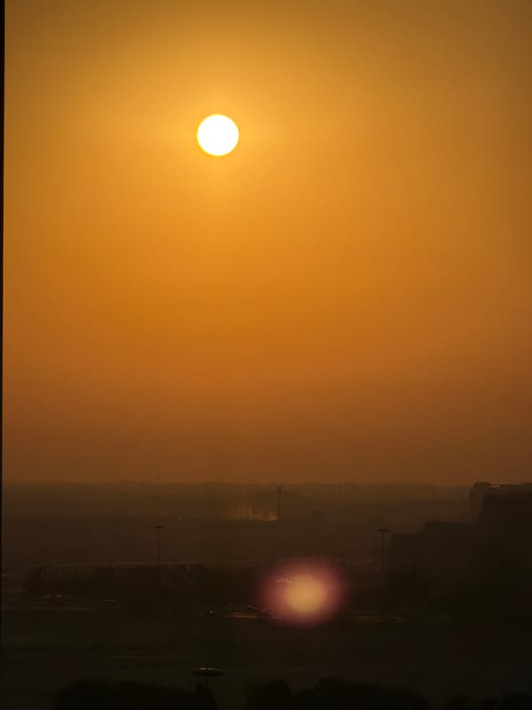 Golden hour over Dubai skyline, multiple angles