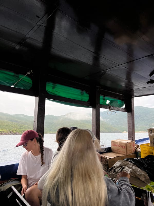 Ferry passengers photographed in Nha Trang waters