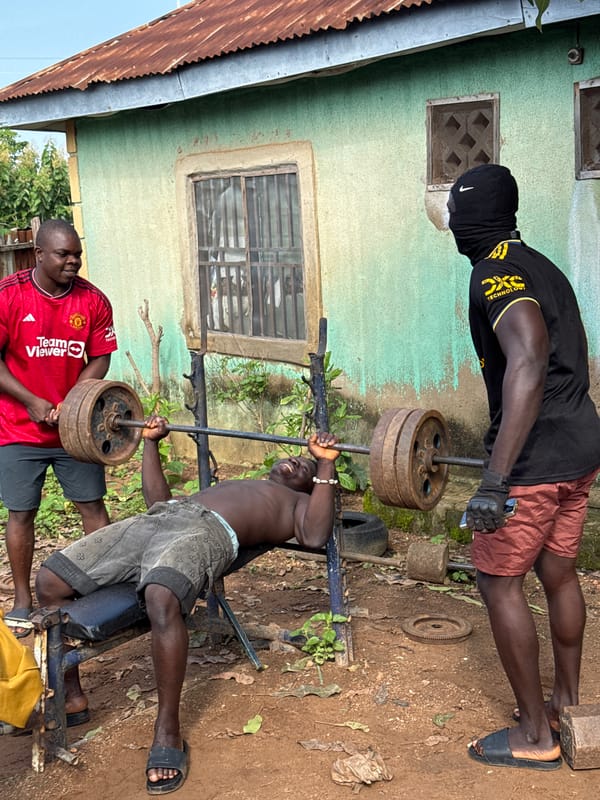 Morning workout at a makeshift outdoor gym in Akwanga, Nigeria