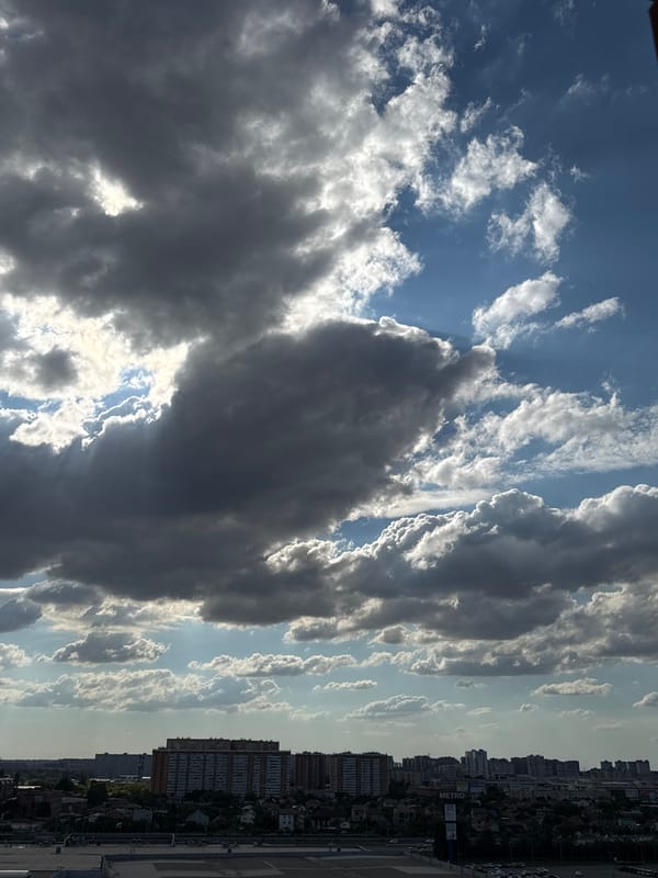 Storm clouds build over Krasnodar on a summer afternoon