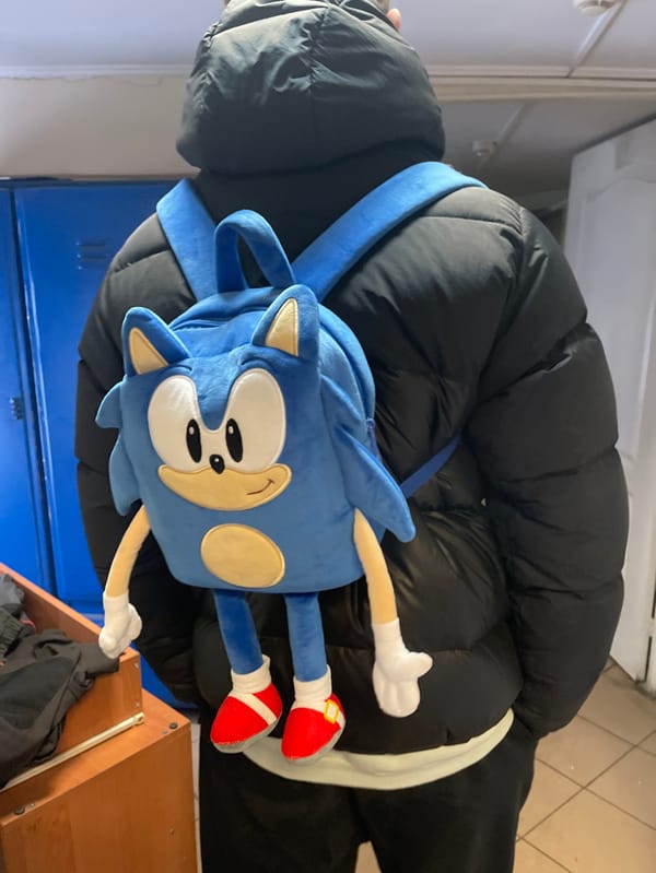 Person spotted with Sonic plush backpack in Kaliningrad