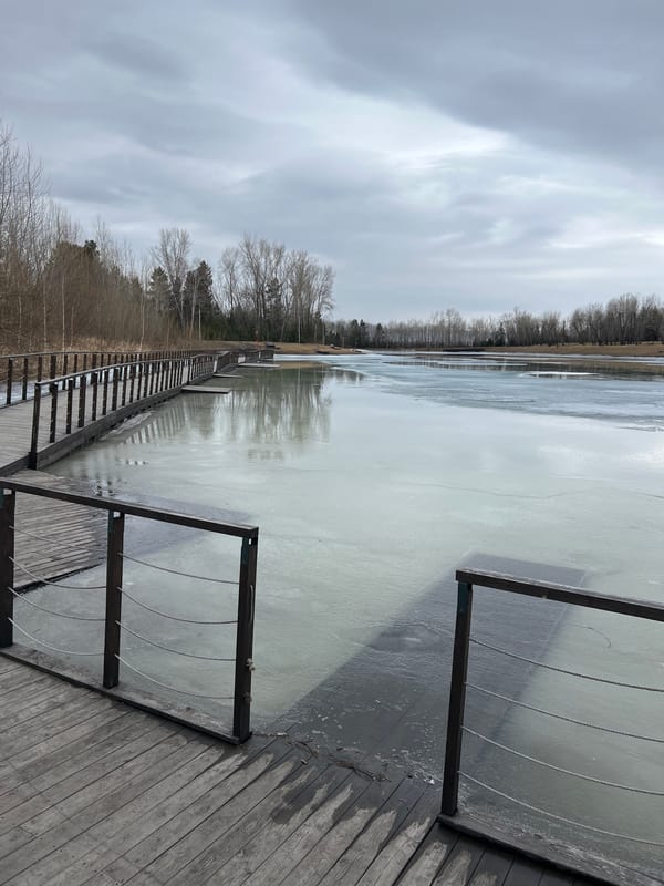 Frozen lake captured from boardwalk in Krasnoyarsk, Russia