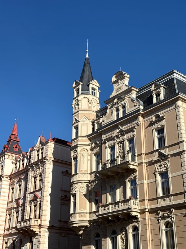 Witness documents ornate architecture in Karlovy Vary, Czechia