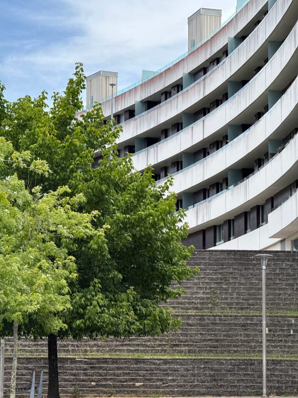 Modern architecture photographed amid natural elements in Santiago de Compostela