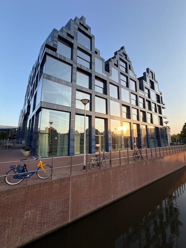 Evening architectural tour documented across central Delft, Netherlands