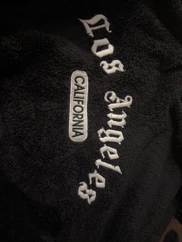 Los Angeles-branded clothing item photographed in Bulgarian village