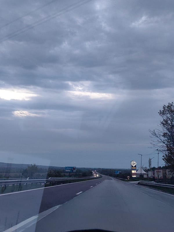 Early morning highway travel documented in Kalugerovo, Bulgaria