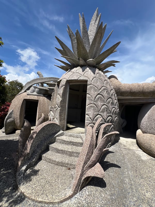 Concrete fruit sculptures in Ko Samui tropical garden