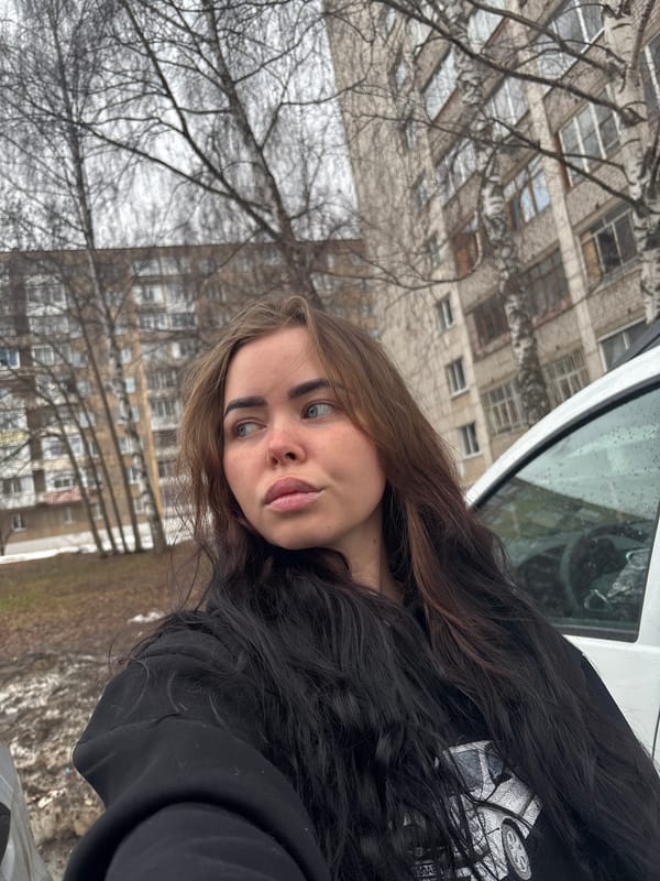 Woman takes selfie amid spring thaw in Izhevsk