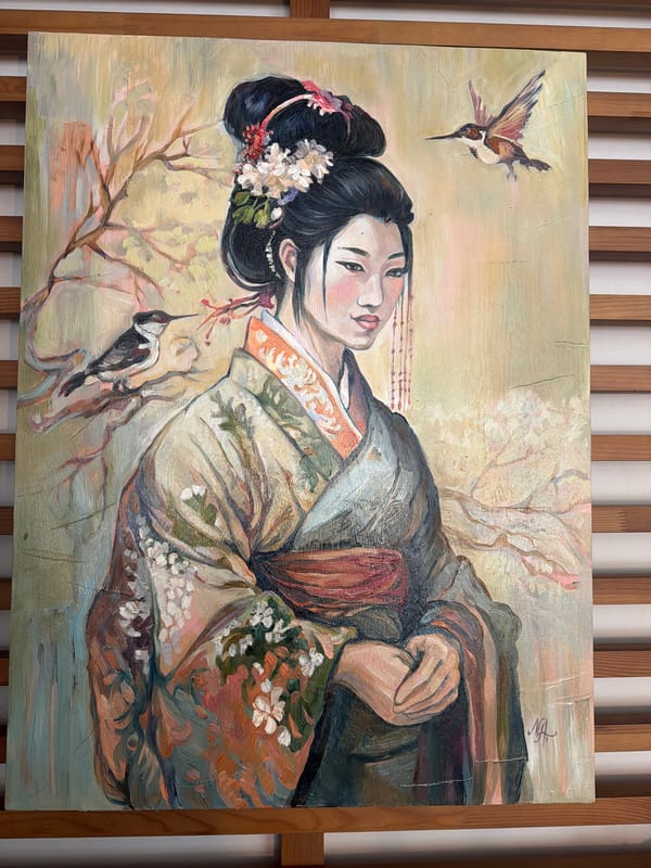 Japanese-themed restaurant artwork documented in Varna, Bulgaria
