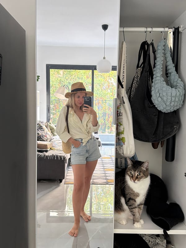 Summer outfit check in a Bat Yam wardrobe mirror