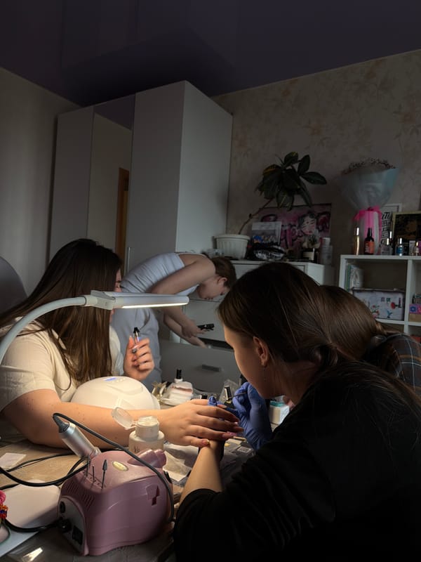 Home nail salon sessions documented in Perm, Russia