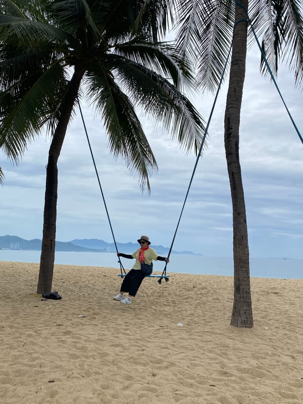 Lazy morning at a palm-swing beach spot in Nha Trang