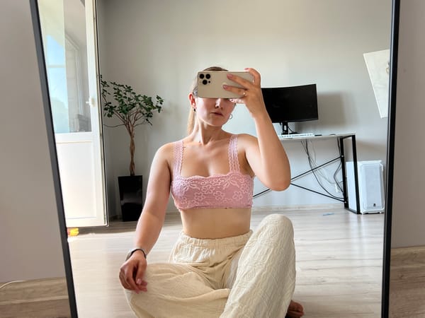 Mirror selfie session in a Ternopil apartment, July 2026