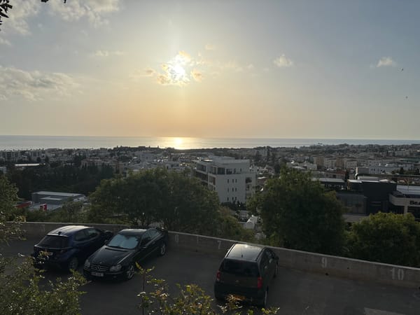 Hazy afternoon cityscape captured in Paphos, Cyprus