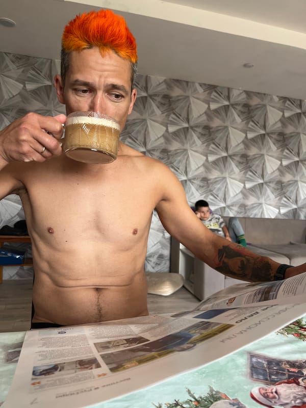 Family morning routine documented in Chaikovsky home