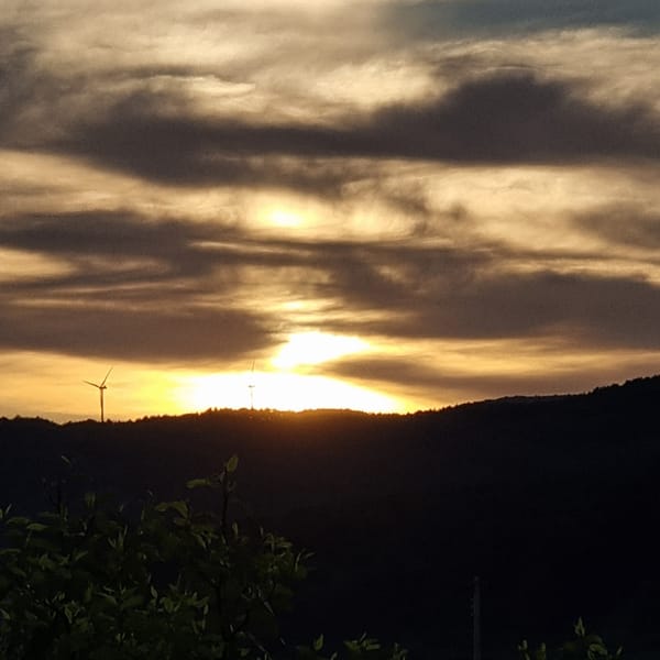 Golden-hour evening in rural Dunnae-myeon, family moments included