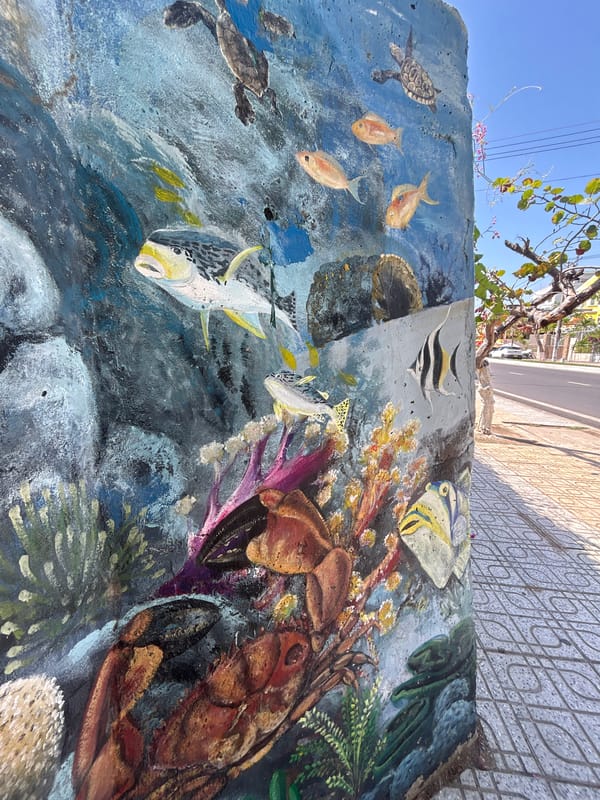 Underwater scene mural spotted on wall in Vietnam