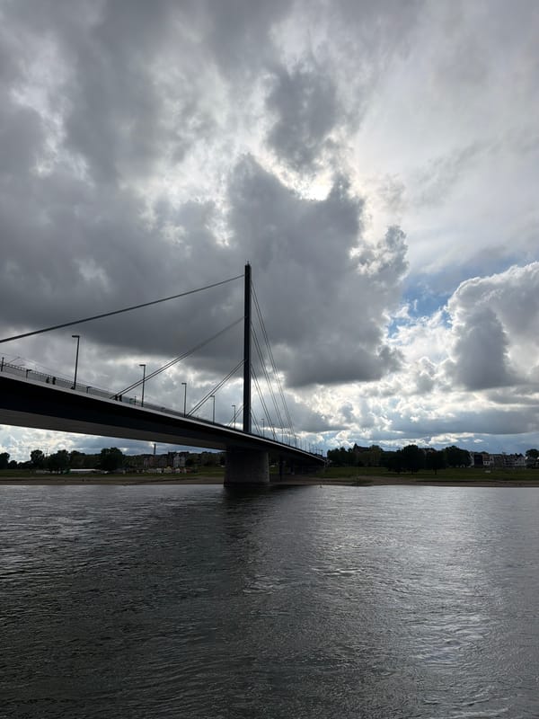 Rheinknie Bridge documented in Düsseldorf afternoon view