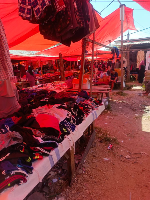 Inside a bustling traditional market in Gorontalo, Indonesia