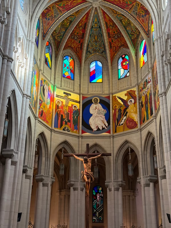Almudena Cathedral and Madrid's historic centre up close