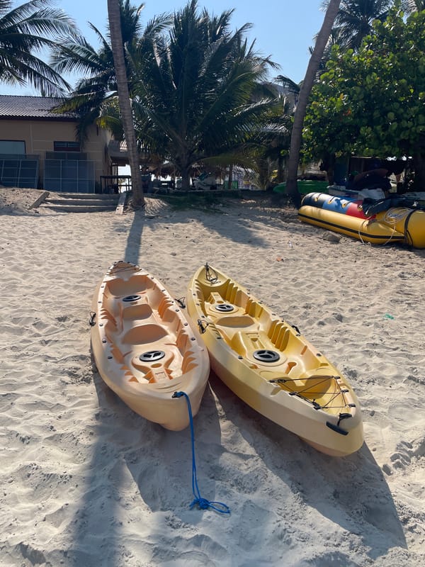 Yellow kayaks spotted on Vietnamese beach Sunday morning