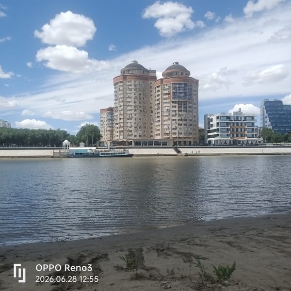 Along the Ural River in Atyrau on a quiet morning
