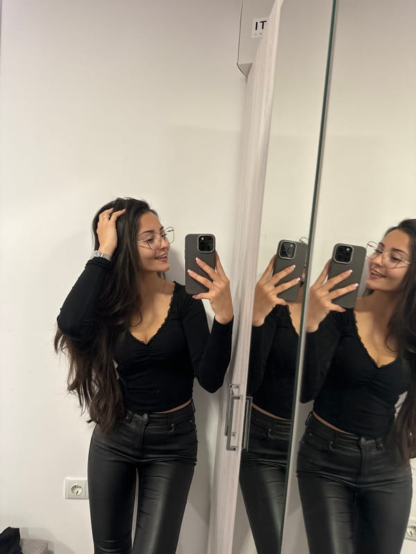 Woman documents morning routine with selfies and tulips in Bulgaria