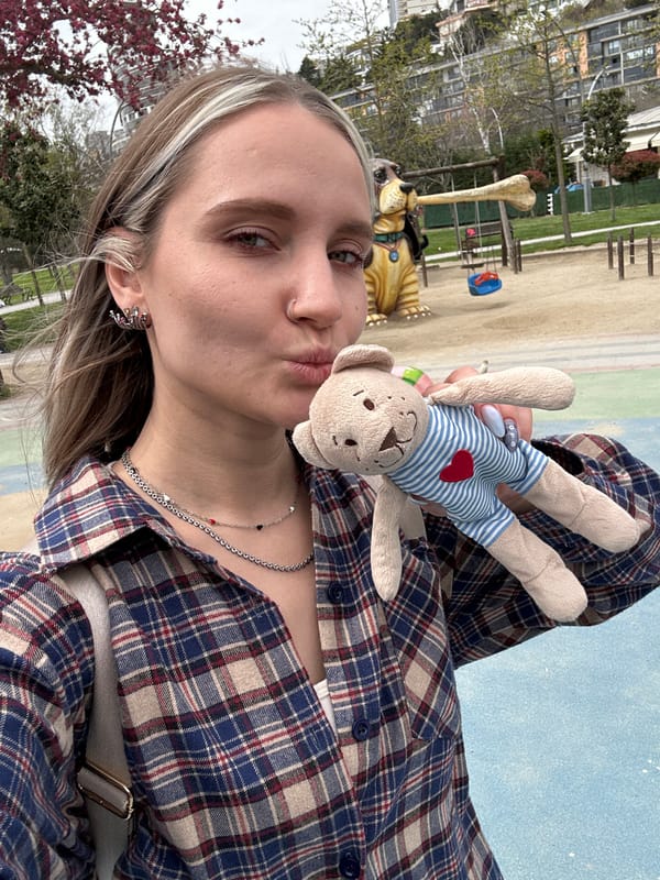 Woman and child captured in casual park moments in Başakşehir