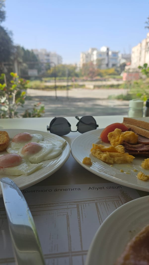 Morning breakfast documented in Nicosia, Cyprus