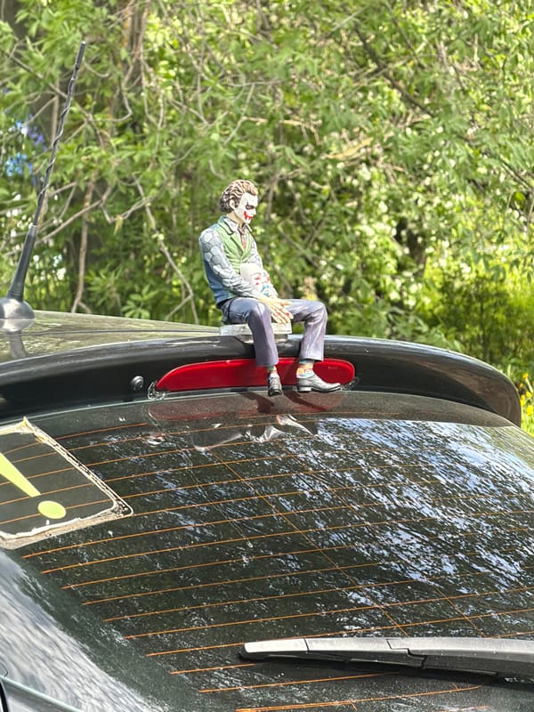 Joker figurine spotted on parked car in Izhevsk