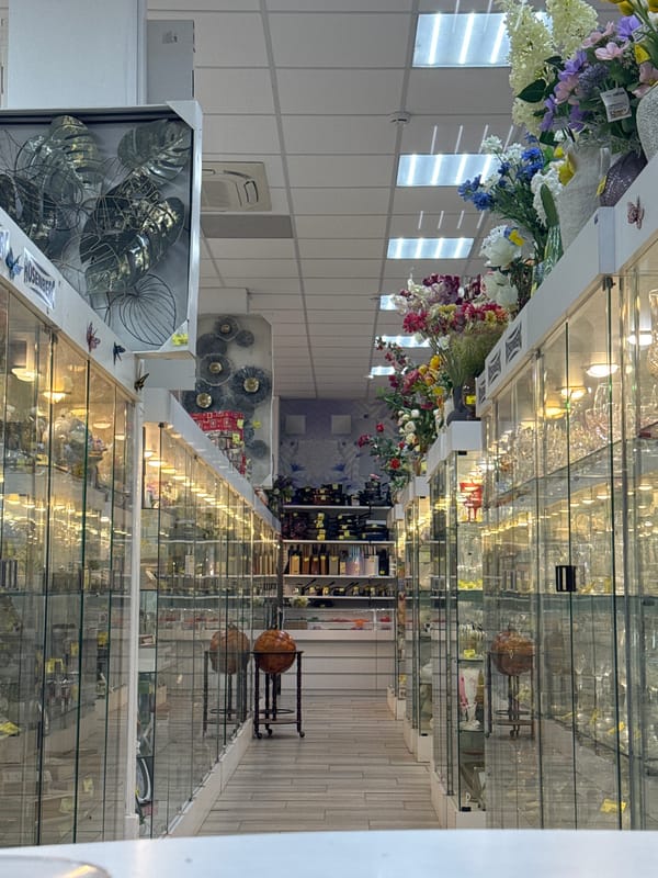 Woman shops at home décor store in Klin, Russia