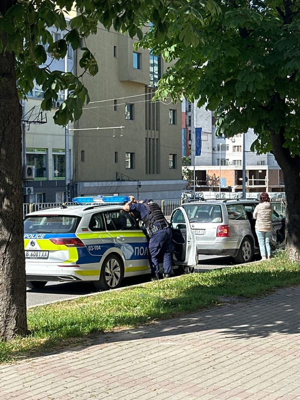 Morning street scenes documented in Varna, Bulgaria include police presence