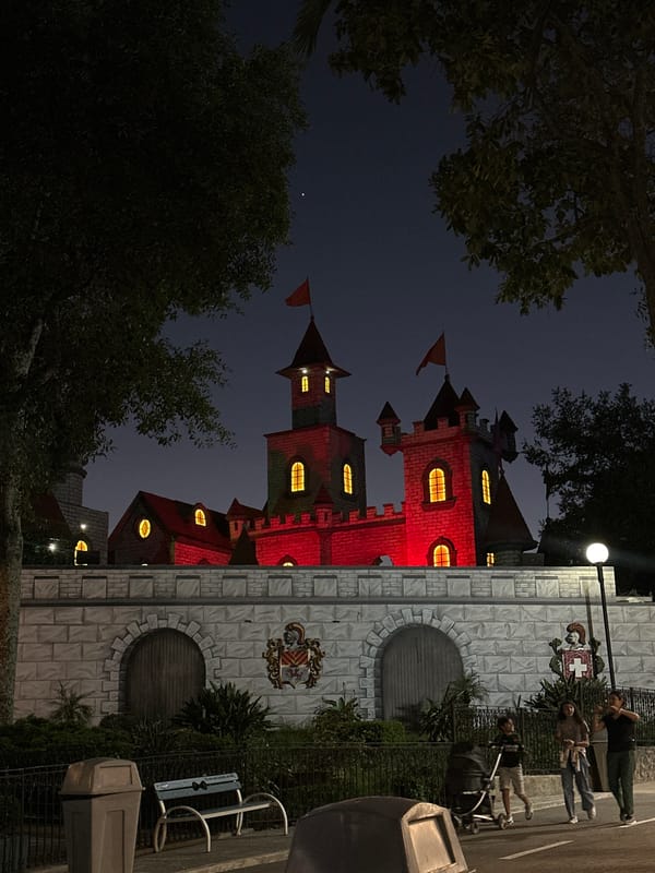 Late-night visit documented at Six Flags Mexico City amusement park