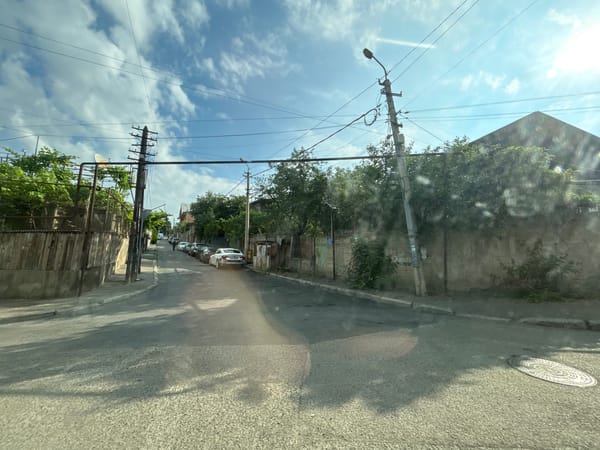 Driving through Tbilisi's hilly residential streets