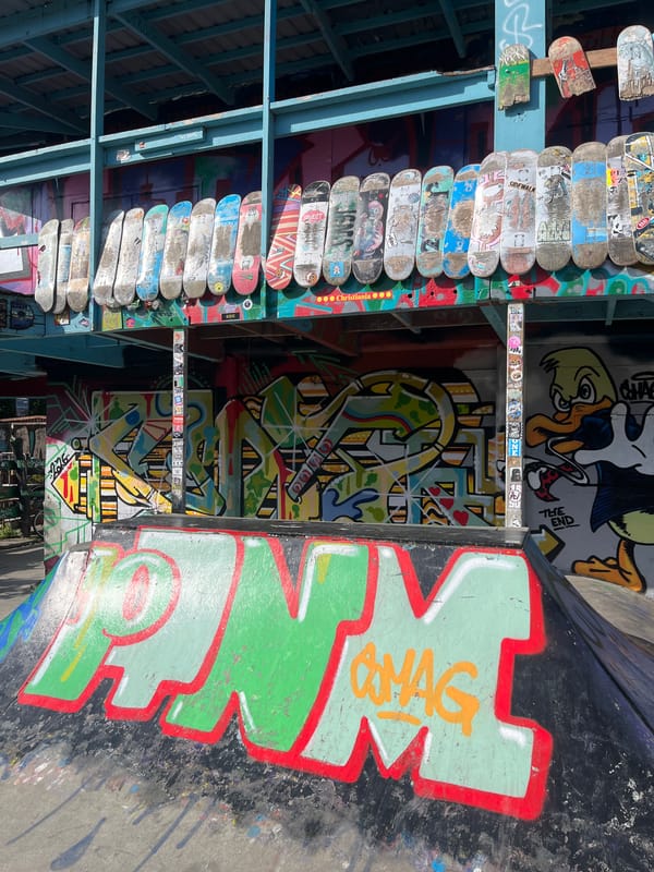Copenhagen skate park packed with graffiti, sculptures, and street art