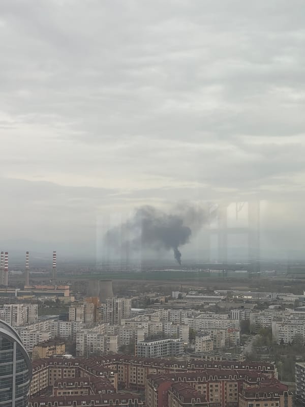 Overcast skies blanket Sofia cityscape in gray morning light