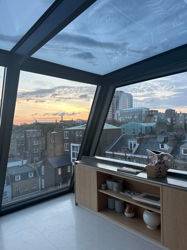 London sunset dining captured from modern high-rise space