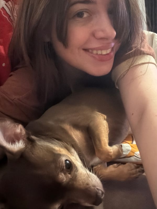 Lazy couch hang with a small dog, lots of close-up selfies
