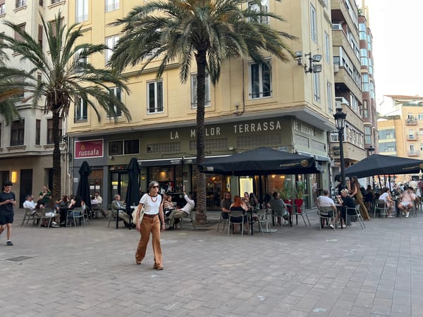 Evening street scenes documented across Valencia's Russafa neighborhood