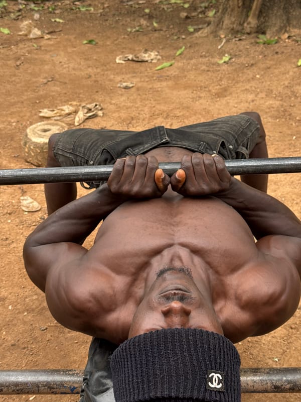 Outdoor gym session in Akwanga using improvised equipment